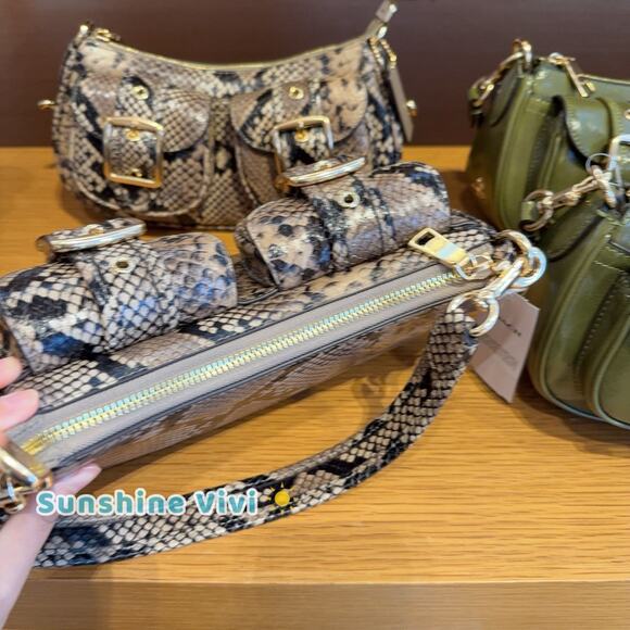 NWT Coach Ashton Bag Snake Print Leather CCE38 Mushroom Multi - Picture 6 of 14